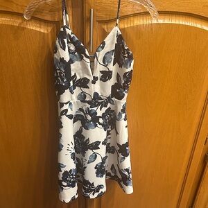 Haute Monde Blue and White Floral Mini Dress